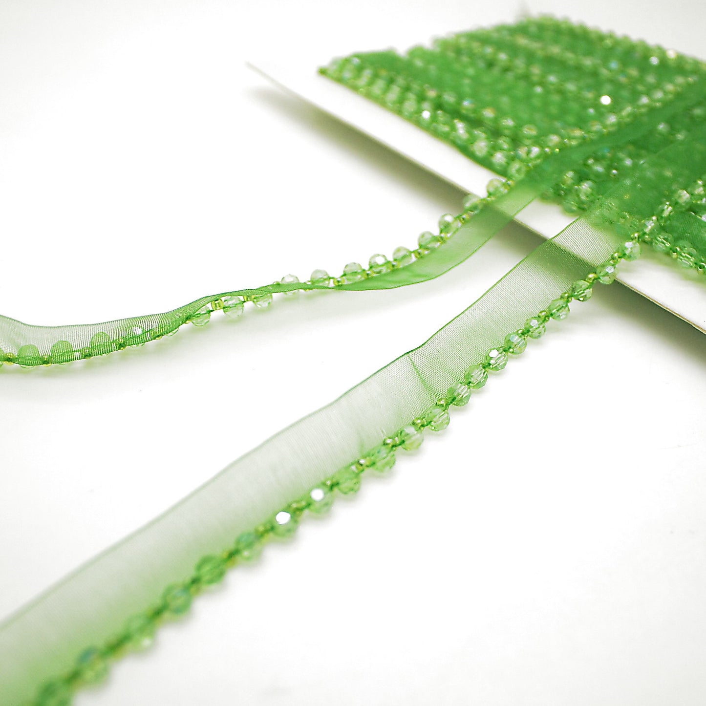 BRIGHT GREEN BEADED EDGING TRIM - sarahi.NYC