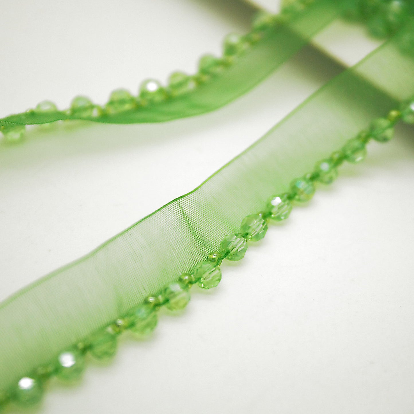 BRIGHT GREEN BEADED EDGING TRIM - sarahi.NYC