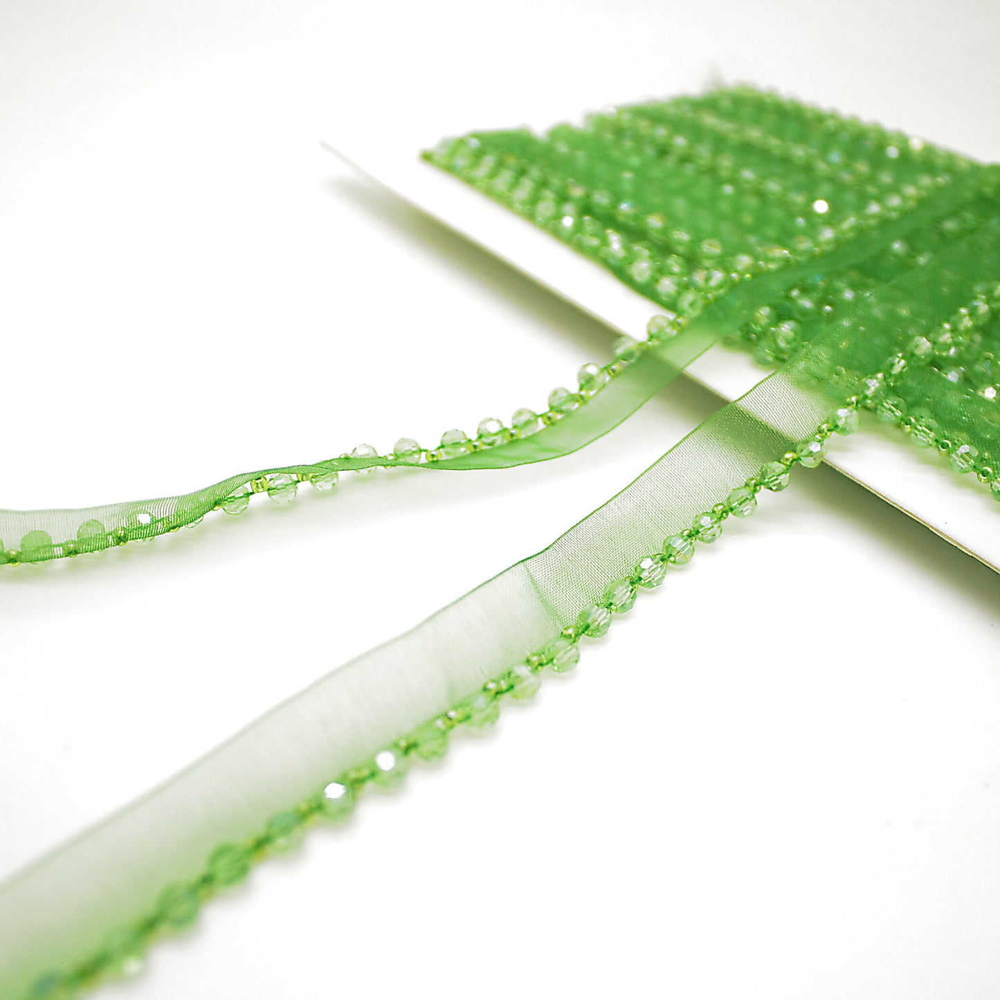 BRIGHT GREEN BEADED EDGING TRIM - sarahi.NYC