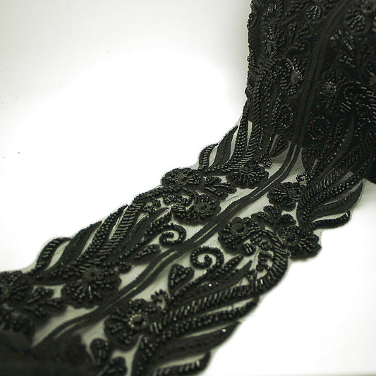 BLACK CRYSTAL NET TRIM - sarahi.NYC