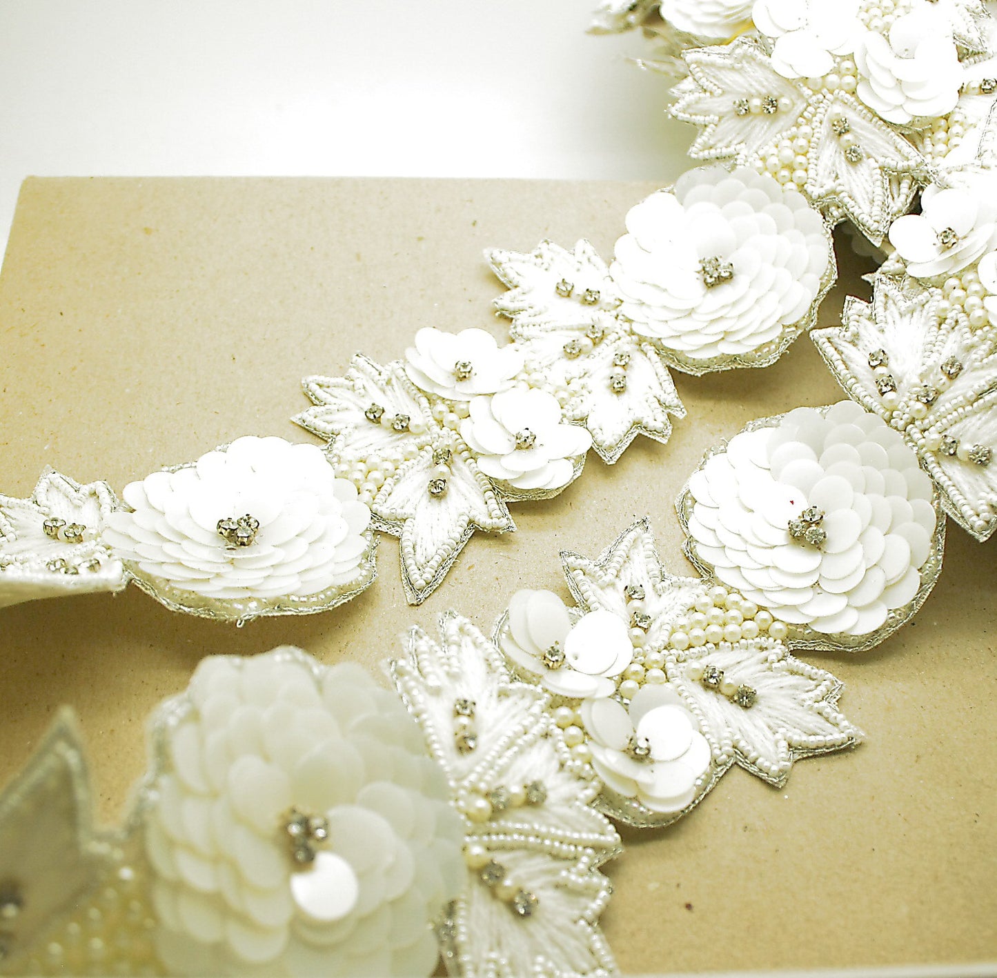 WHITE SEQUIN FLOWER TRIM - sarahi.NYC