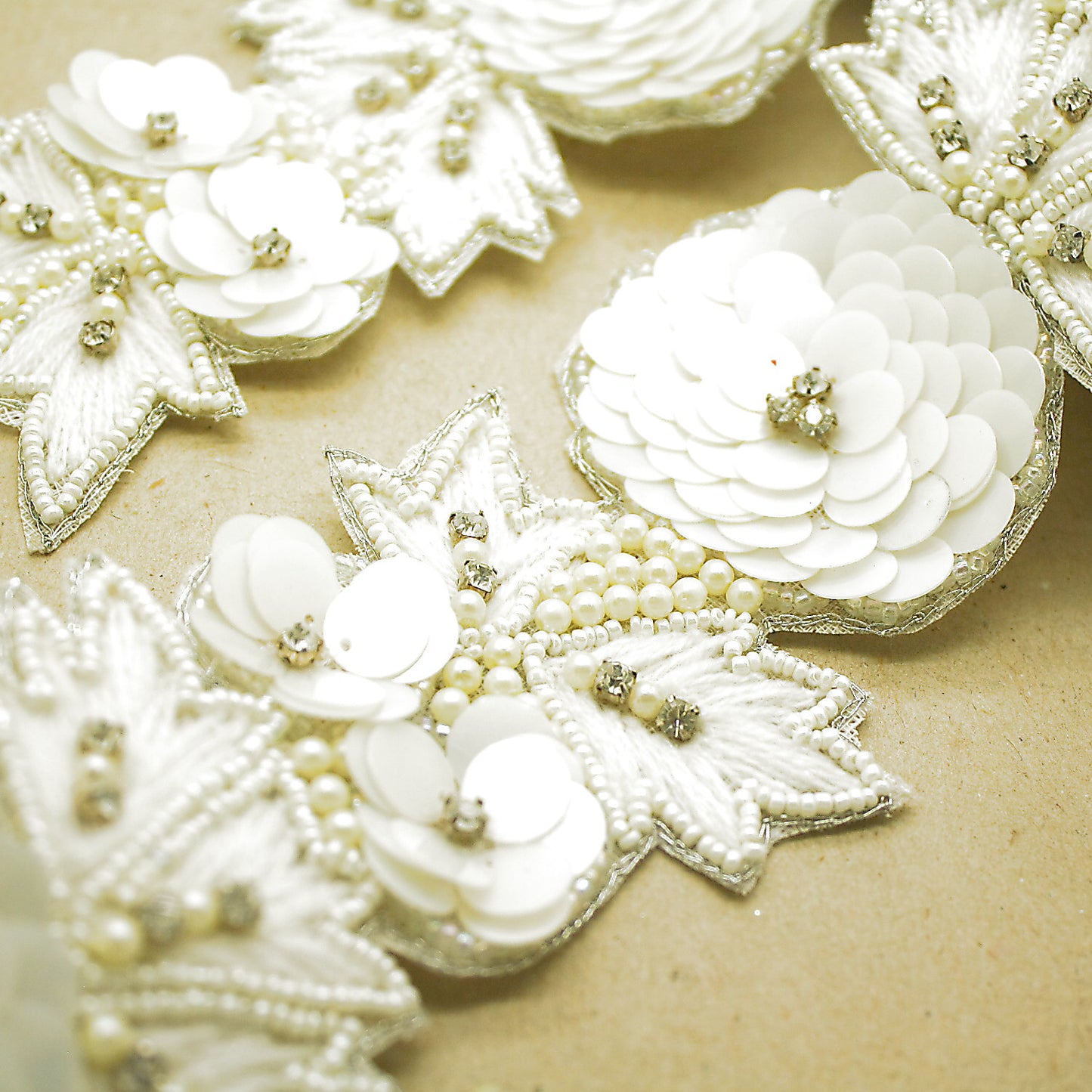 WHITE SEQUIN FLOWER TRIM - sarahi.NYC