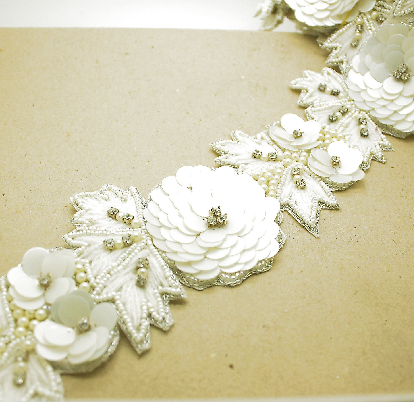 WHITE SEQUIN FLOWER TRIM - sarahi.NYC