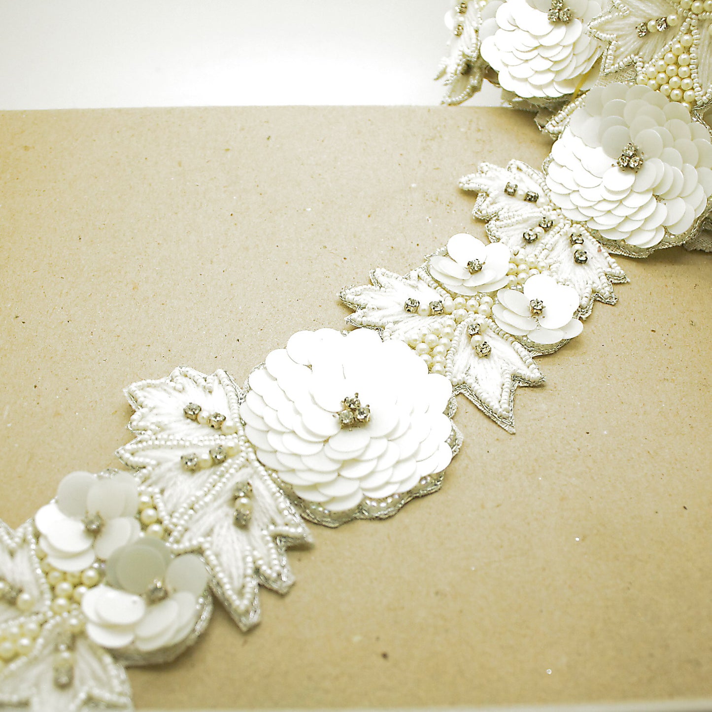 WHITE SEQUIN FLOWER TRIM - sarahi.NYC