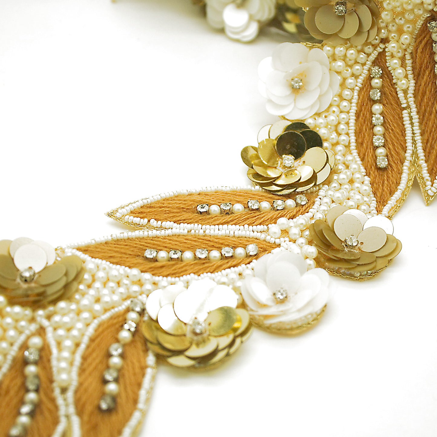 GOLD CREAM SEQUIN FLOWER TRIM - sarahi.NYC