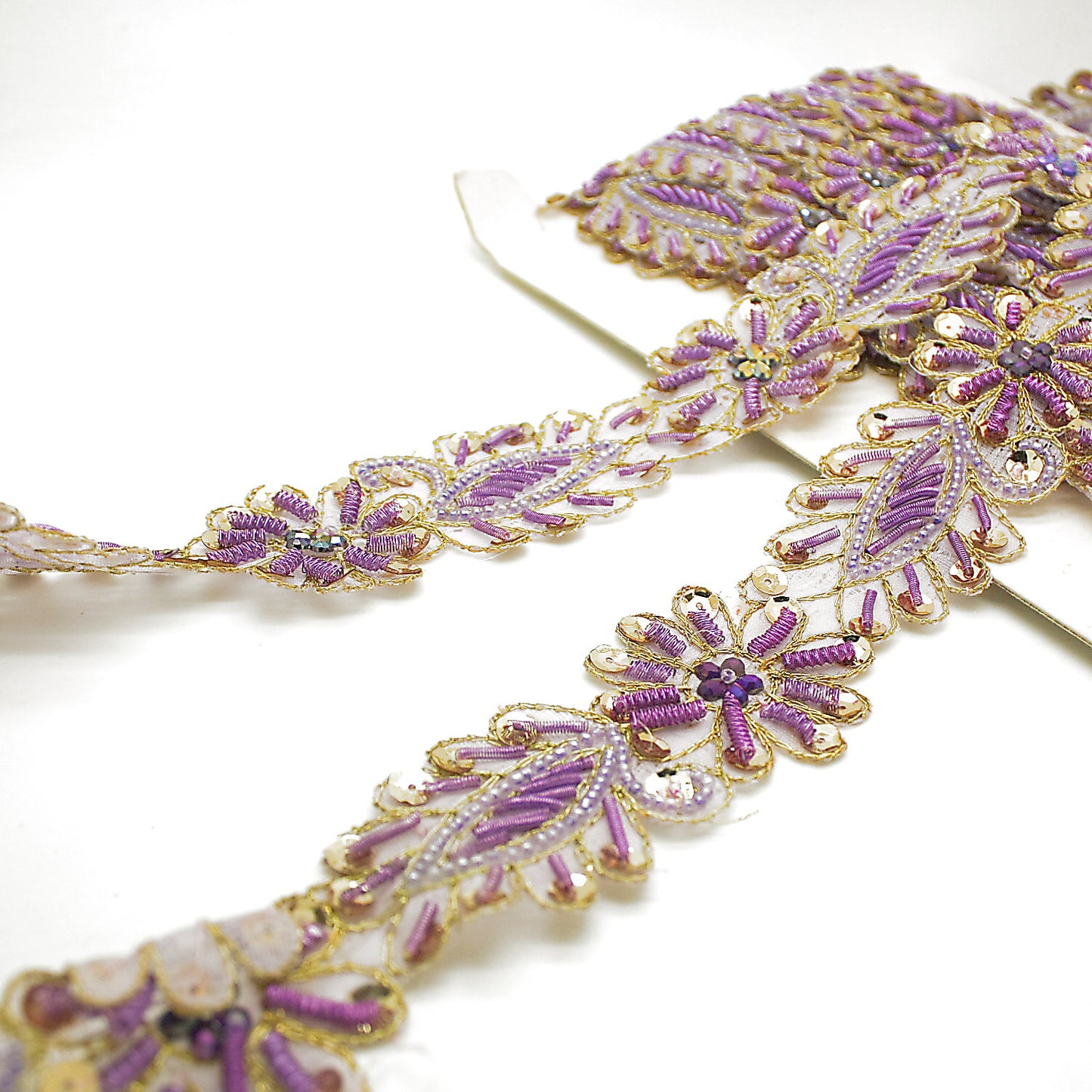 LILAC GOLD FLORAL BEADED TRIM - sarahi.NYC