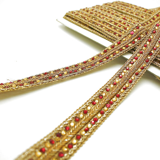 MAROON GOLD RHINESTONE TRIM - sarahi.NYC