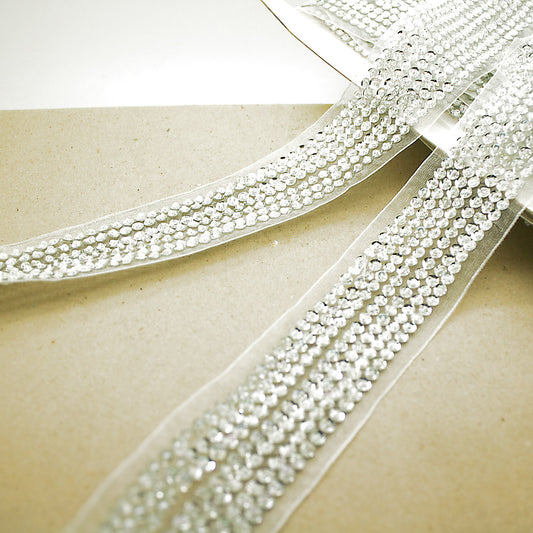 WHITE SILVER ORGANZA RIBBON TRIM - sarahi.NYC