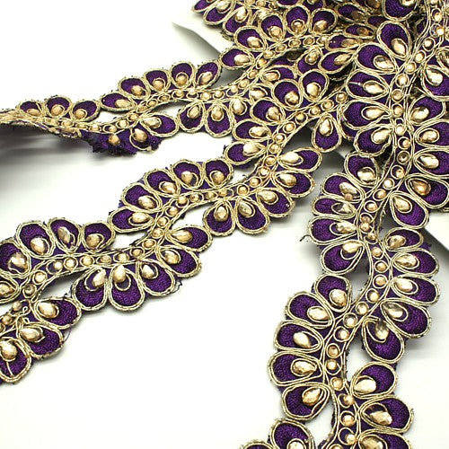 PURPLE GOLD METALLIC RHINESTONE TRIM - sarahi.NYC