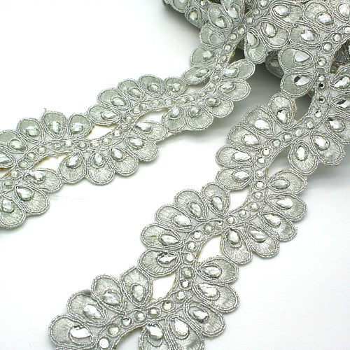 SILVER METALLIC RHINESTONE TRIM - sarahi.NYC