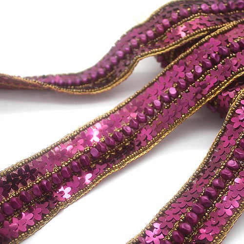 PINK CERISE SEQUIN BEADED  TRIM - sarahi.NYC