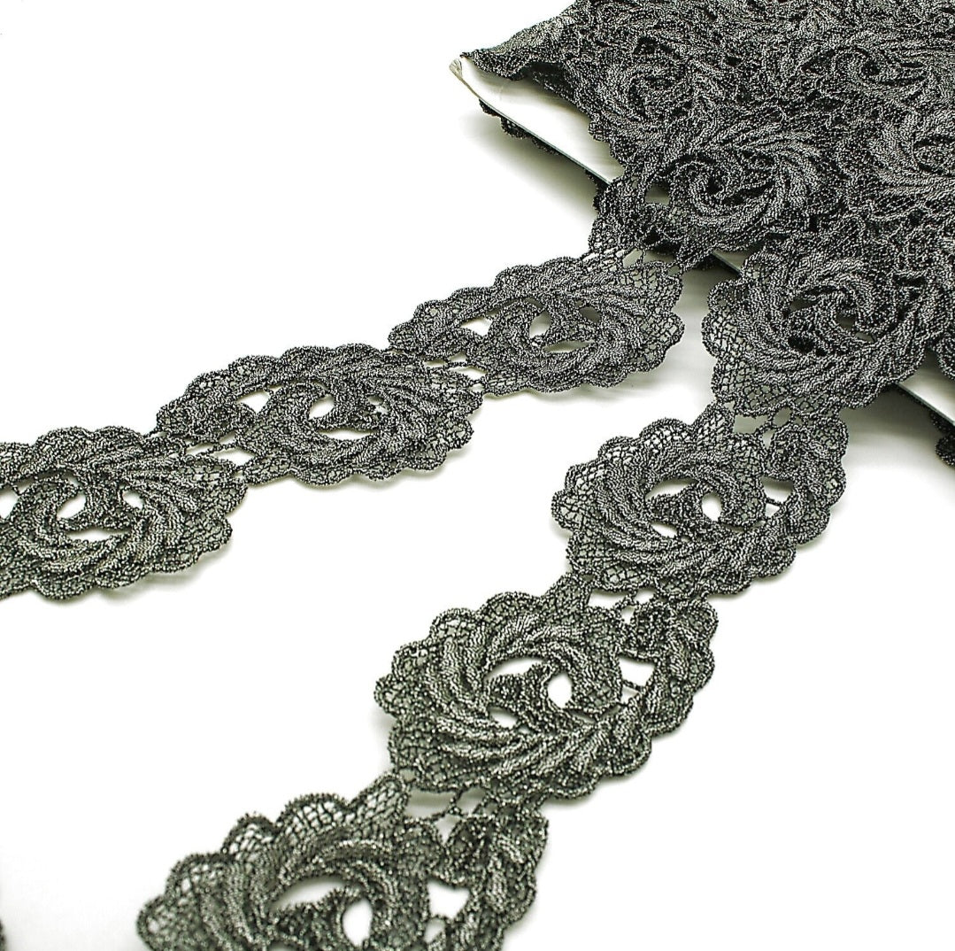 PEWTER SILVER LACE TRIM - sarahi.NYC