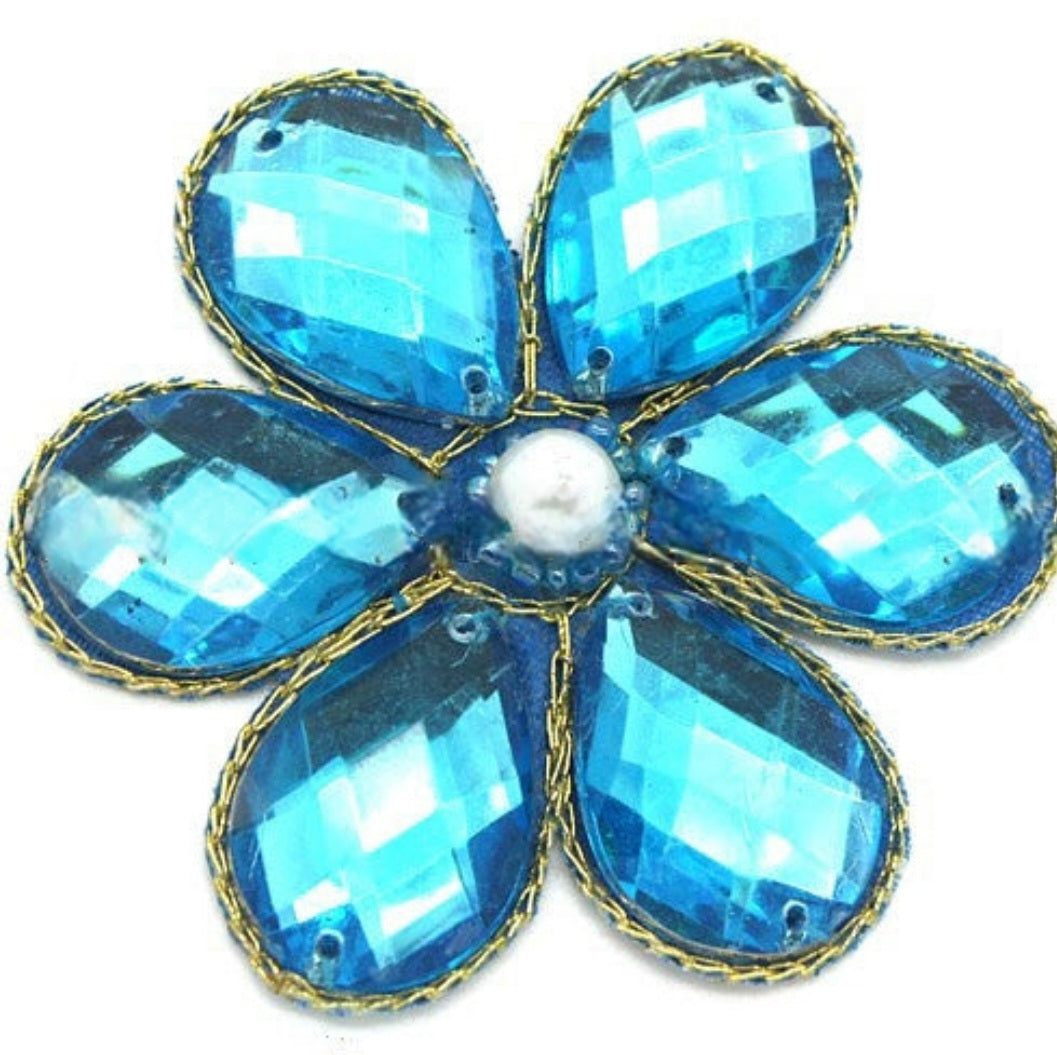 TURQUOISE RHINESTONE FLORAL MOTIF  - sarahi.NYC