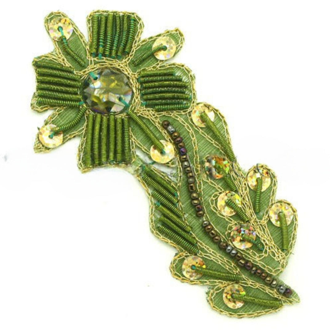 GREEN GOLD  FLORAL GEM MOTIF - sarahi.NYC