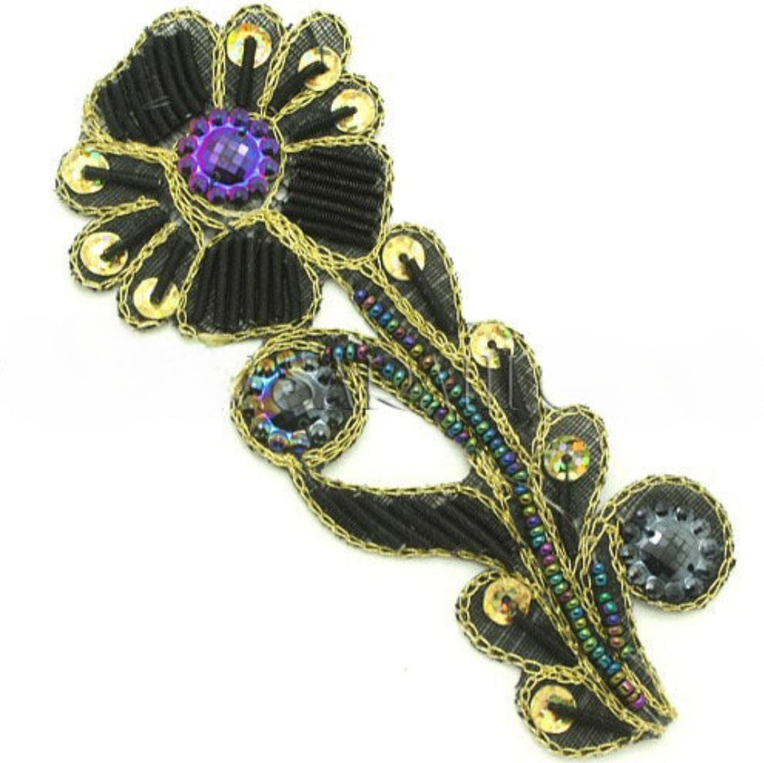 BLACK GOLD  FLORAL GEM MOTIF - sarahi.NYC