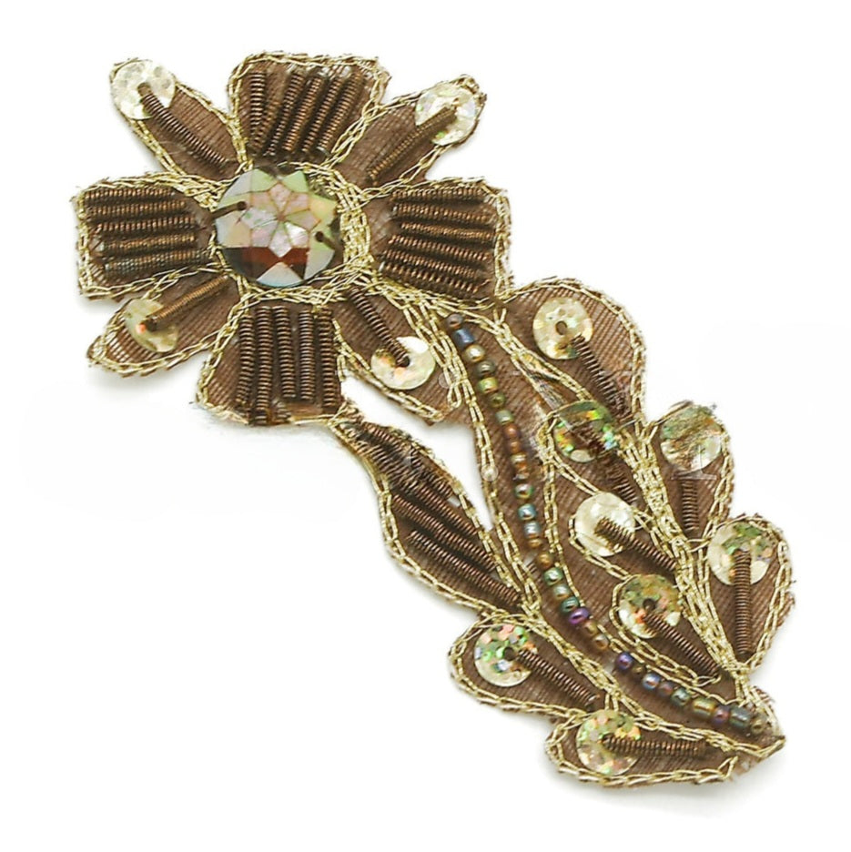 BROWN GOLD FLORAL GEM MOTIF - sarahi.NYC