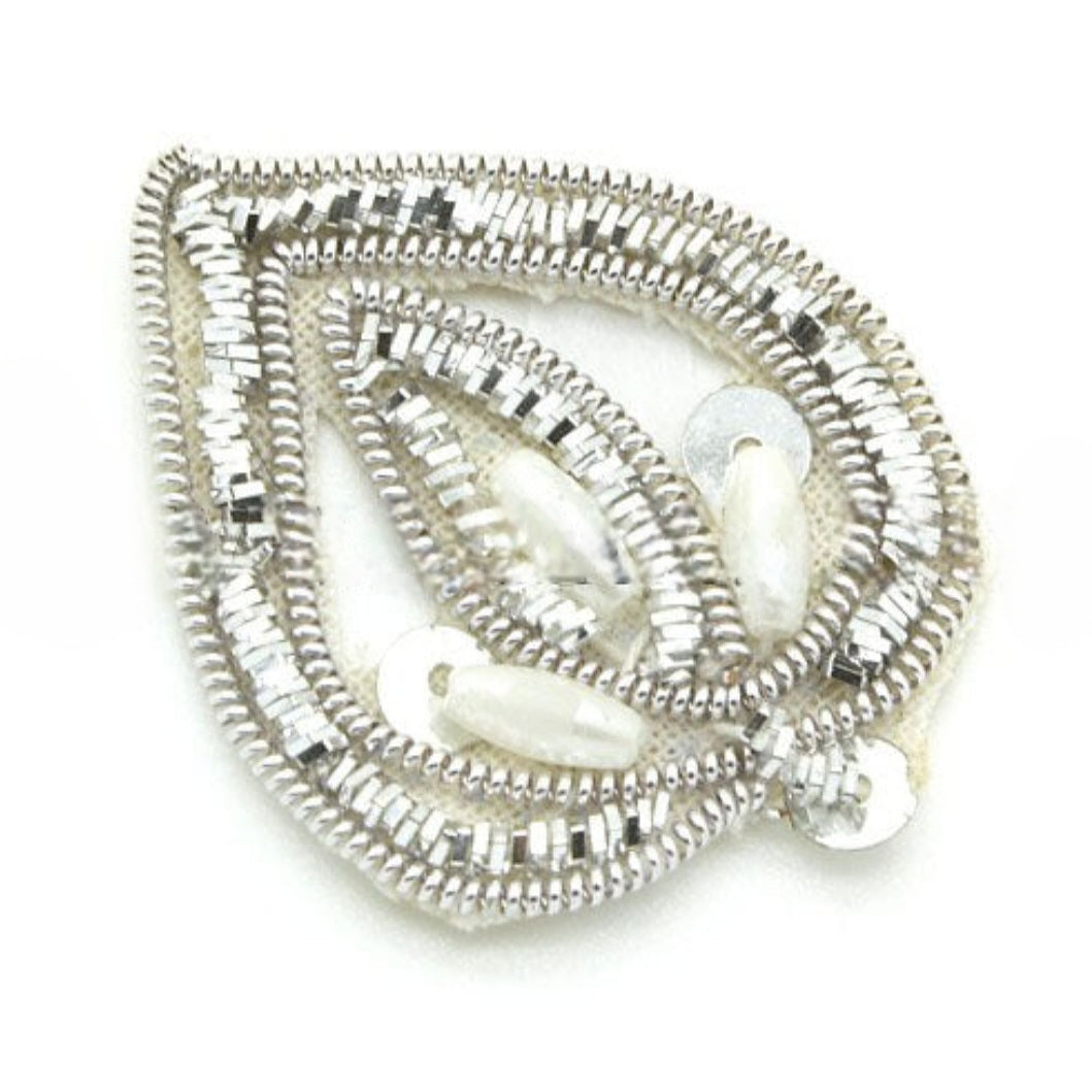 SILVER PEARL LEAF SEQUIN MOTIF - sarahi.NYC