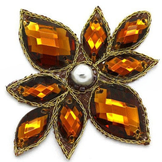 BROWN FLORAL RHINESTONE MOTIF - sarahi.NYC