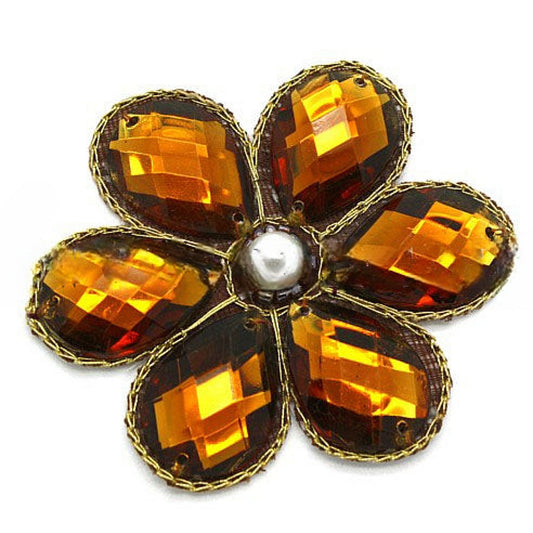 BROWN FLORAL RHINESTONE MOTIF - sarahi.NYC