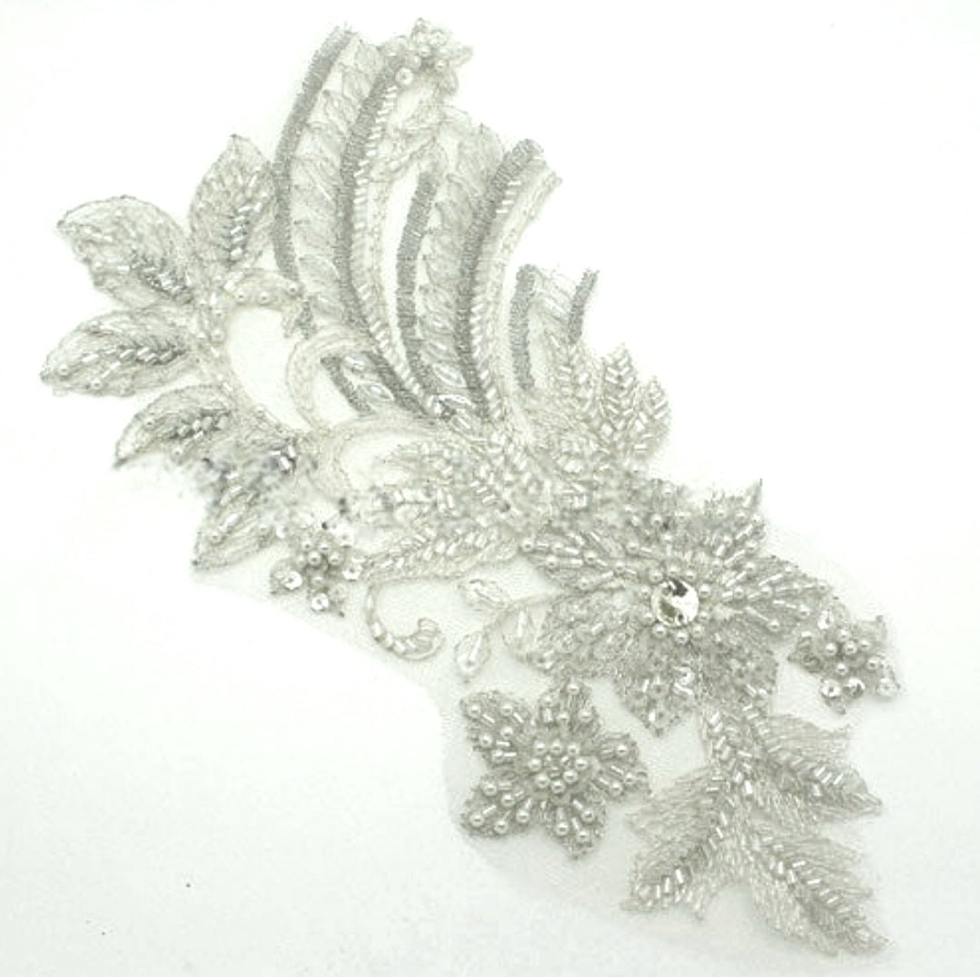 WHITE BEADED & PEARL  NET APPLIQUE - sarahi.NYC