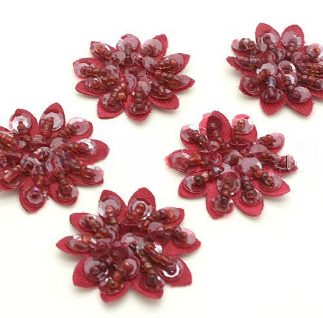 5 X MAROON FLOWER MOTIFS - SARAHI.NYC