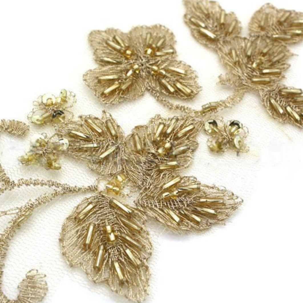 GOLD NET FLORAL APPLIQUE - sarahi.NYC