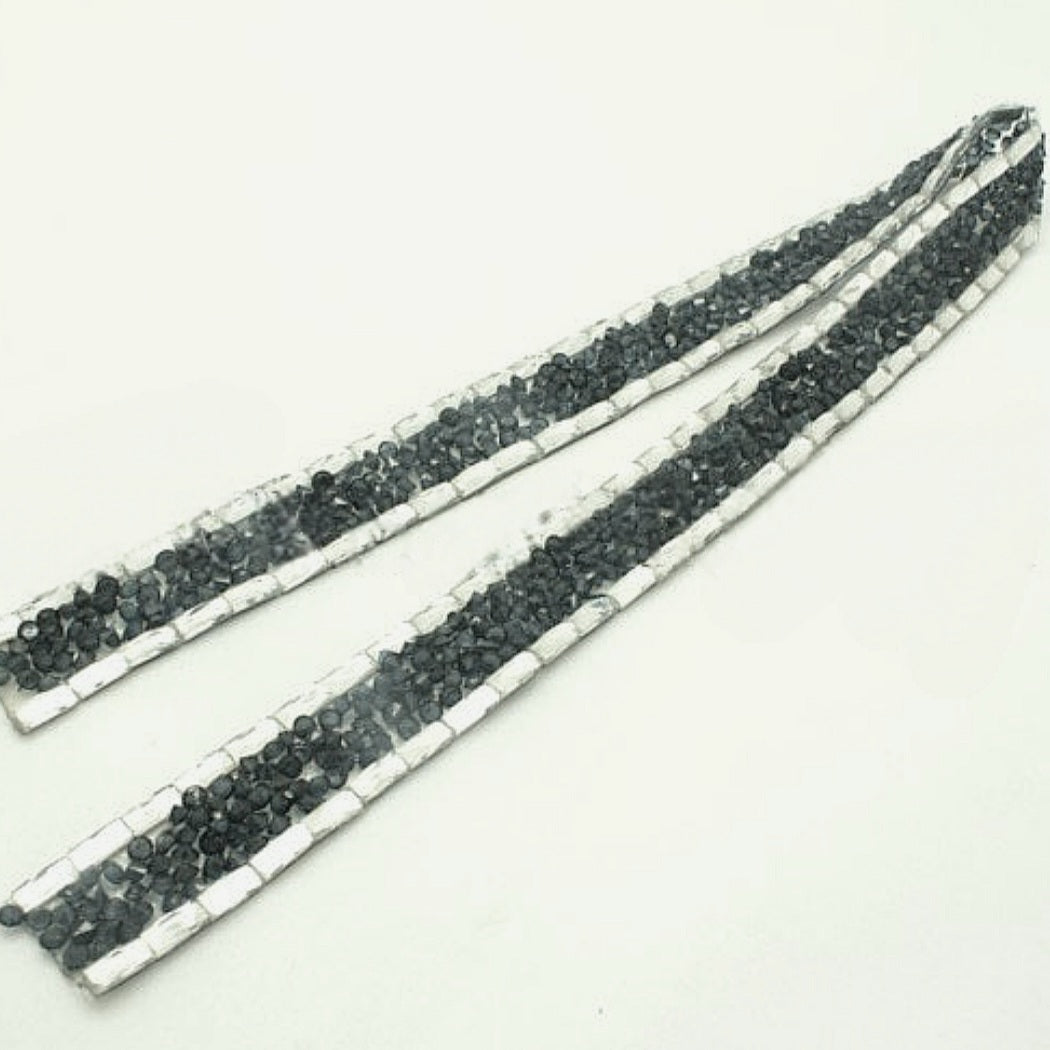 BLACK SILVER HOTFIX STRIP TRIM- sarahi.NYC