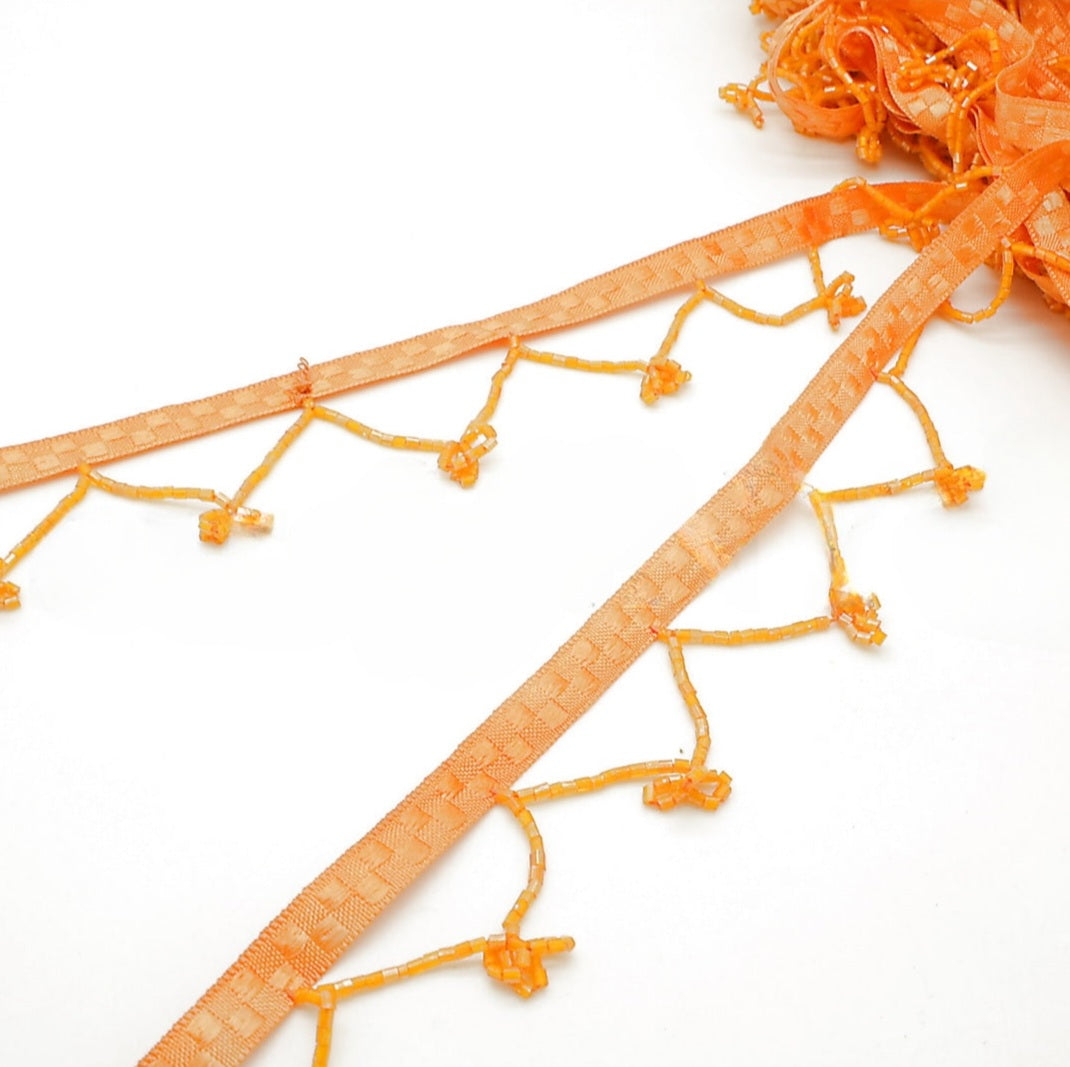 ORANGE BEADED FRINGE - sarahi.NYC