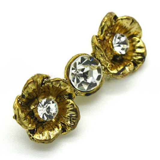 PACK OF 3 -  GOLD ROSE SEW ON RHINESTONE EMBELLISHMENT - sarahi.NYC