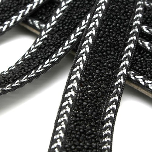 BLACK SILVER BEADED HOTFIX TRIM - sarahi.NYC