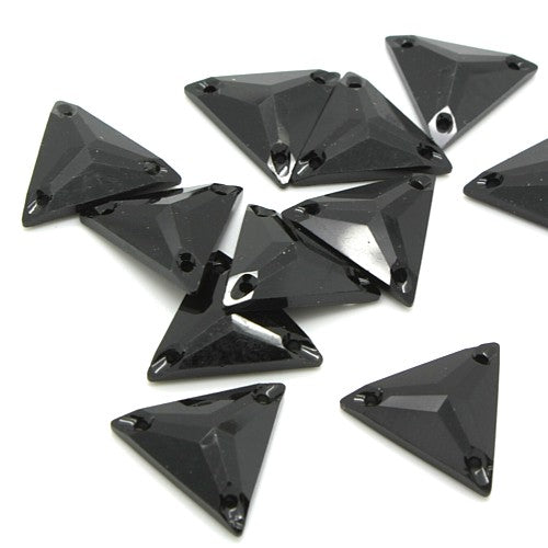 PACK OF 10 - TRIANGLE 25mm 18mm BLACK  FLAT RHINESTONE GEMS - sarahi.NYC