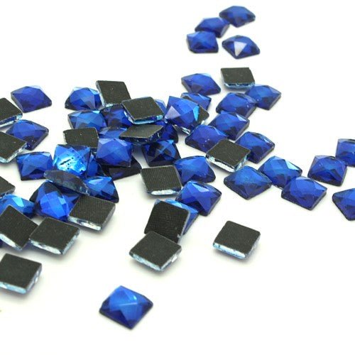 20 X BLUE SQUARE HOTFIX GLASS CRYSTALS   - sarahi.NYC