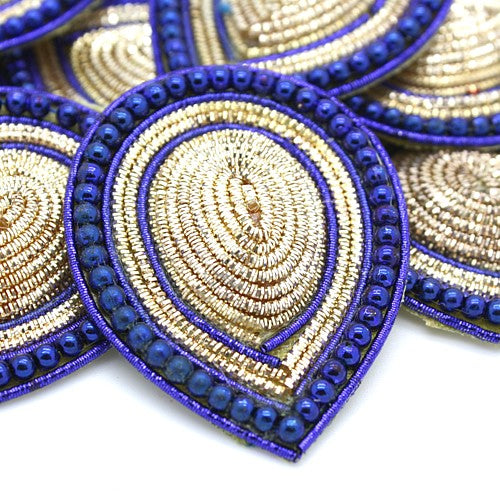 BLUE GOLD TEARDROP MOTIF - sarahi.NYC