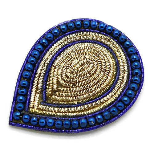 BLUE GOLD TEARDROP MOTIF - sarahi.NYC