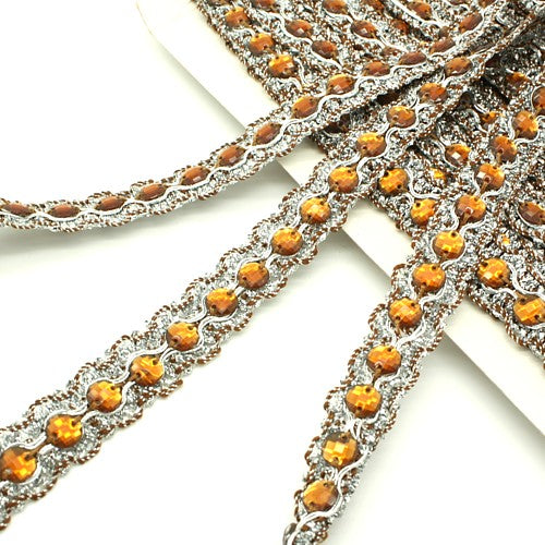 BROWN METALLIC RHINESTONE TRIM - sarahi.NYC