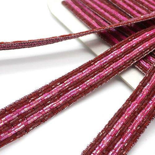 MAROON PINK BUGLE BEAD  TRIM - sarahi.NYC