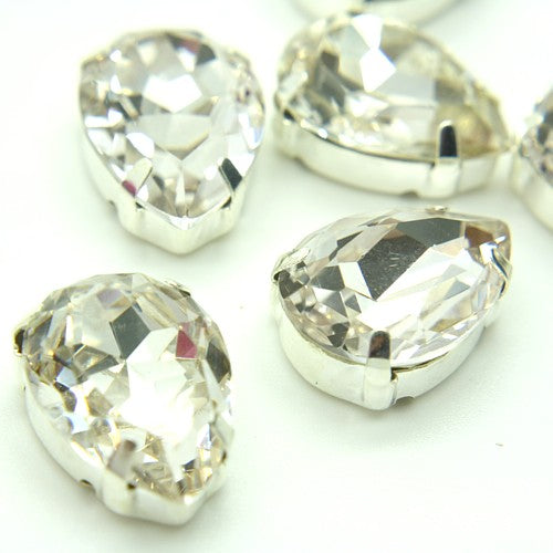 PACK OF 2 -  17 mm WHITE CLEAR GLASS RHINESTONE GEM - sarahi.NYC