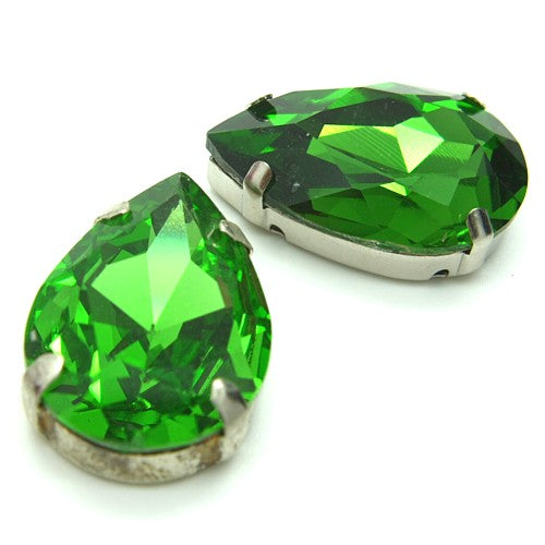 LARGE 30 mm GREEN GLASS RHINESTONE GEM - sarahi.NYC