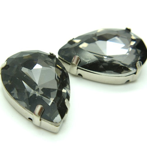 LARGE 30 mm  GUNMETAL GRAY GLASS RHINESTONE GEM - sarahi.NYC