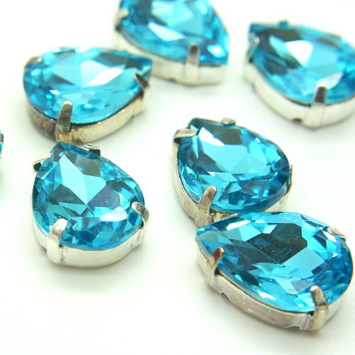 PACK OF 2 -  17 mm TURQUOISE GLASS RHINESTONE GEM - sarahi.NYC