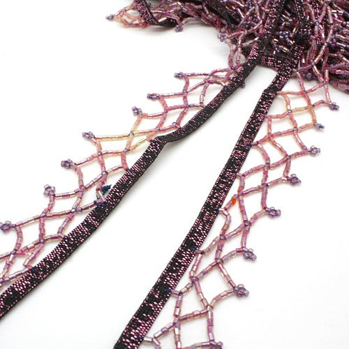 PURPLE BEADED FRINGE TRIM - sarahi.NYC