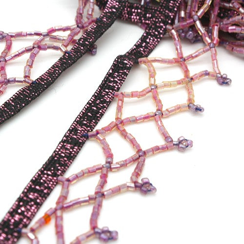 PURPLE BEADED FRINGE TRIM - sarahi.NYC