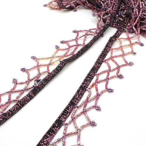 PURPLE BEADED FRINGE TRIM - sarahi.NYC