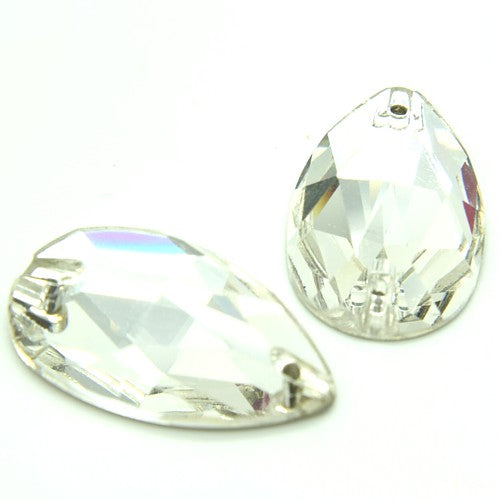 PACK OF 5 - LARGE 28 mm FLAT BACK CLEAR WHITE GLASS RHINESTONE GEM - sarahi.NYC