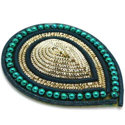 GREEN BEADED TEARDROP MOTIF - sarahi.NYC