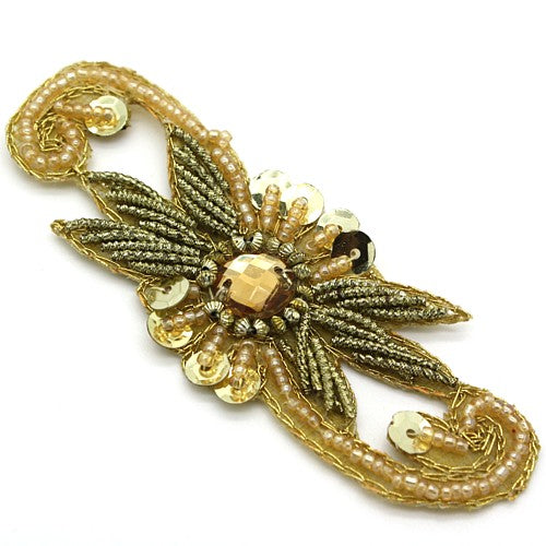 GOLD FLORAL BEADED MOTIF - sarahi.NYC