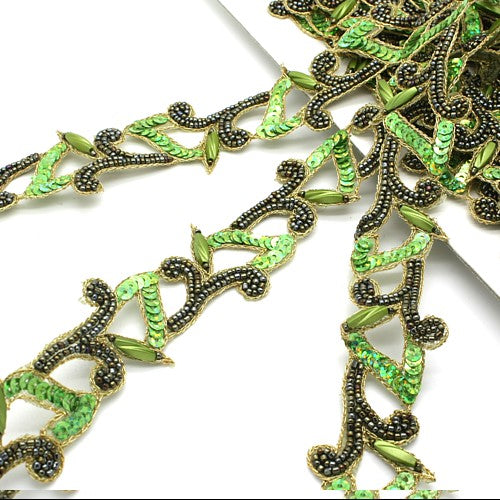 LIME GREEN SEQUIN BEADED TRIM - sarahi.NYC