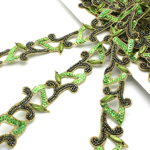 LIME GREEN SEQUIN BEADED TRIM - sarahi.NYC