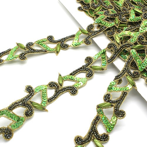 LIME GREEN SEQUIN BEADED TRIM - sarahi.NYC