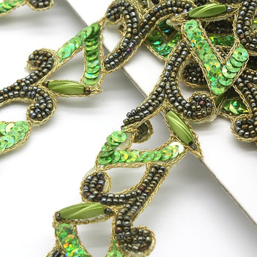 LIME GREEN SEQUIN BEADED TRIM - sarahi.NYC